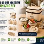 ThermoBox® | Lonchera Térmica con 4 Recipientes y Cubiertos