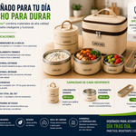 ThermoBox® | Lonchera Térmica con 4 Recipientes y Cubiertos